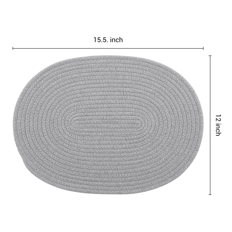 Cotton Rope Placemats Set of 4 for Dining Table - Light Gray