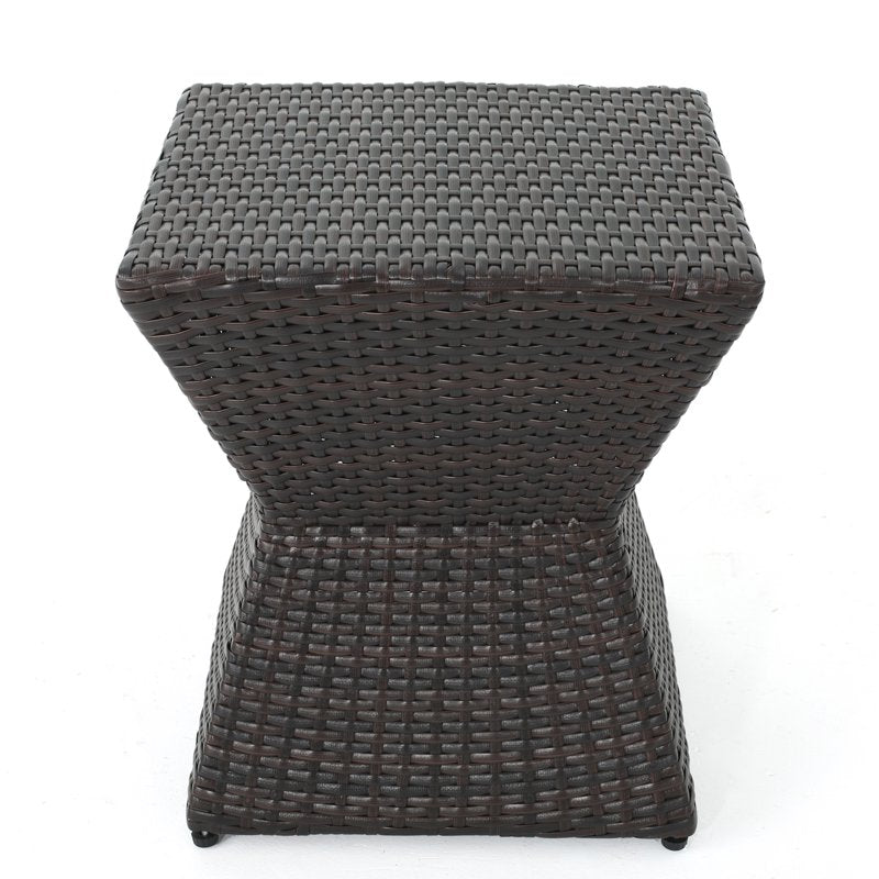 Outdoor Wicker Square Side Table - Brown, 16"