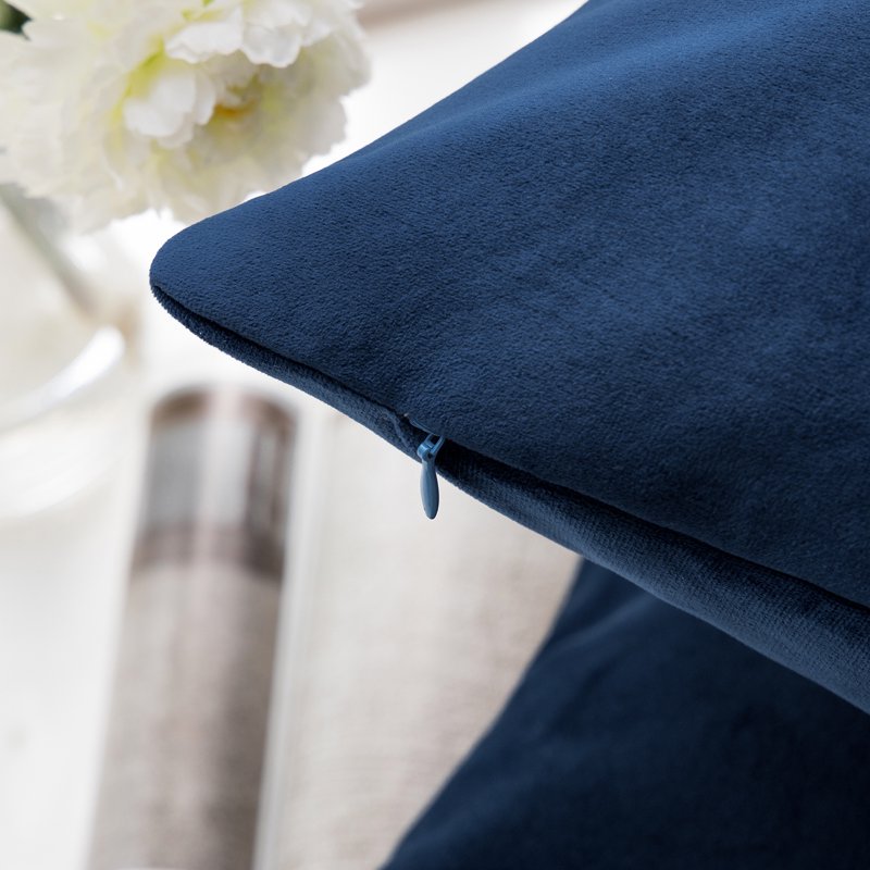 20x20 Inch Navy Velvet Throw Pillow Covers Set of 2 - Soft Silky Cushion Cases