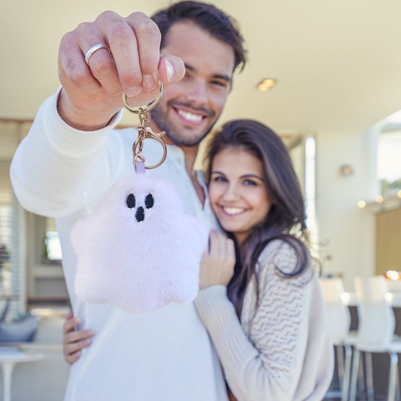 Halloween Ghost Plush Keychain Pendant - White Spooky Ghost Backpack Charm