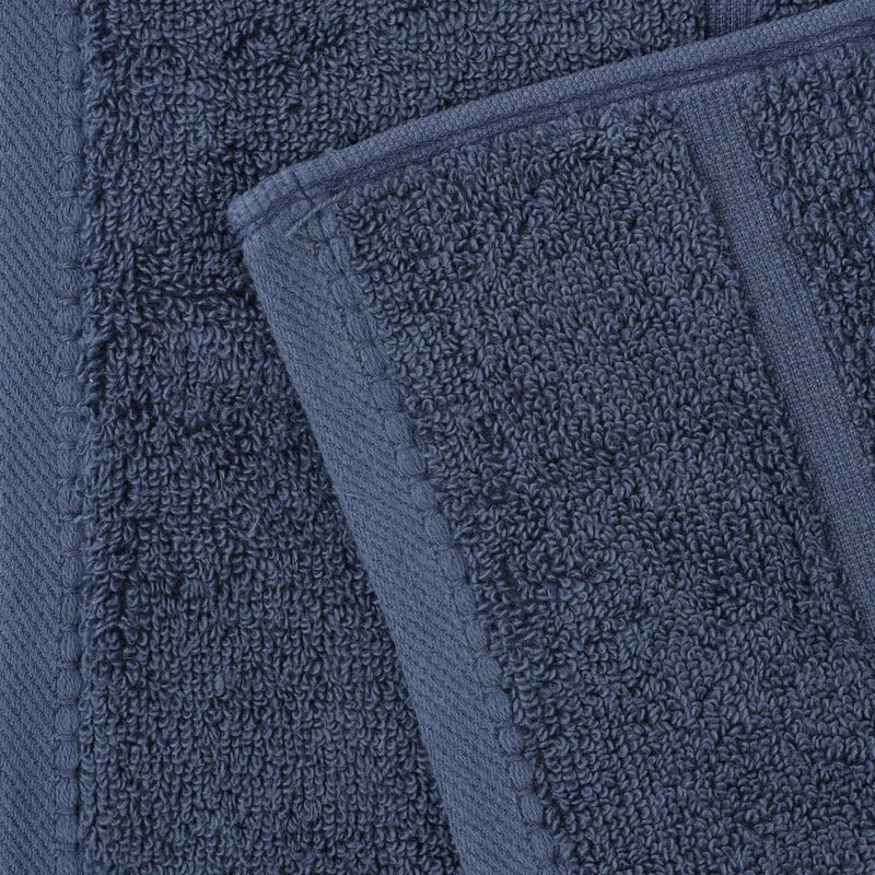 Navy Blue Face Towels Set of 12 - Soft, Absorbent Cotton & Viscose Washcloths - Spa-Like Comfort