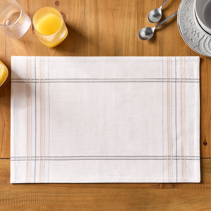 Cotton Table Placemat - Silver Plaid 14" x 20"