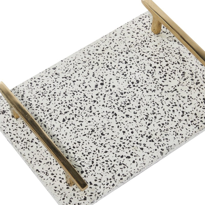 Stoneware Glam Tray Set - White Polka Dots Rectangle, 16" & 13"