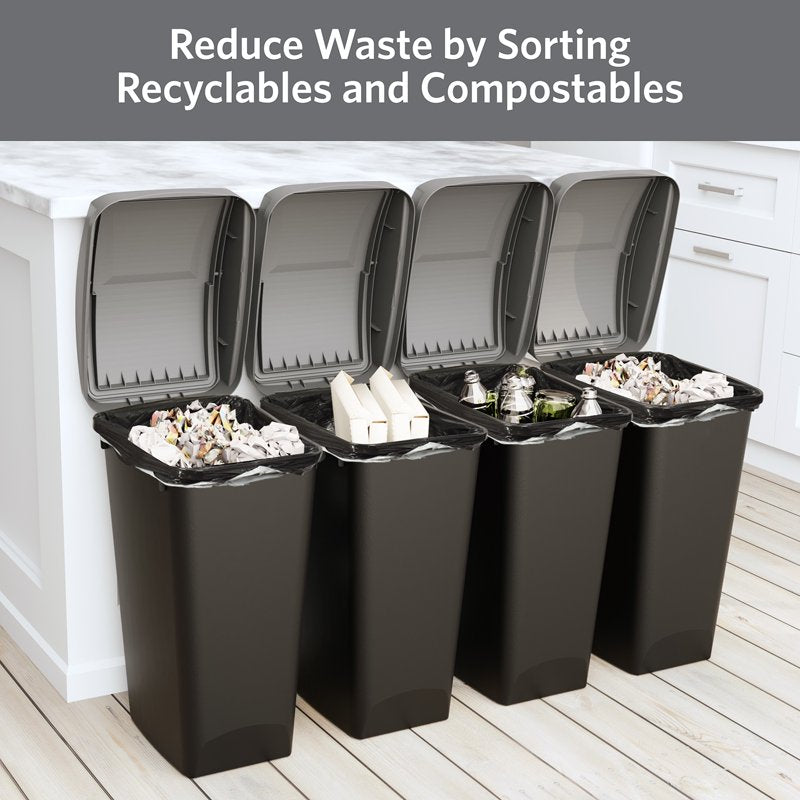 12 Gallon Kitchen Trash Can with Swing Top Lid - Grey Variant