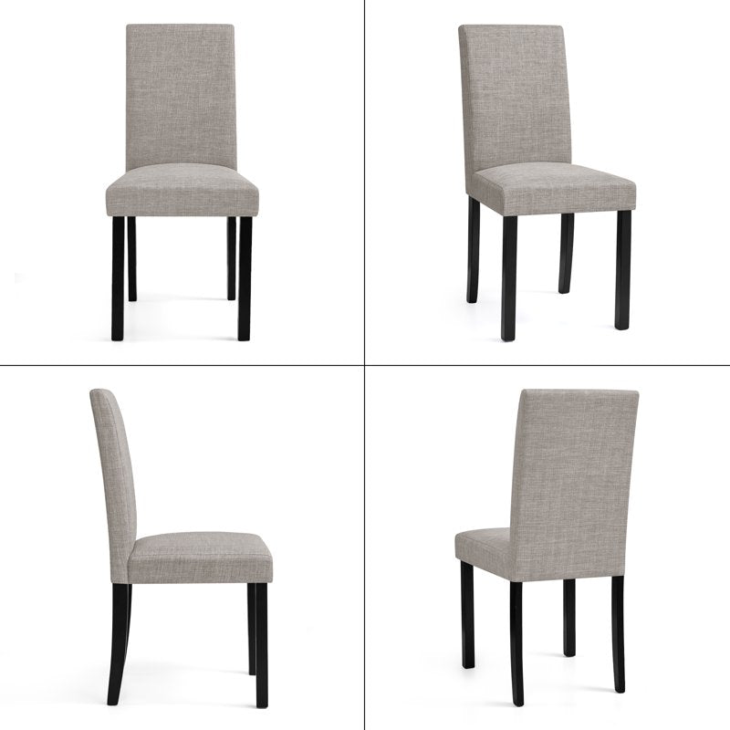 Linen Dining Chairs Set of 4 - Upholstered Fabric, Light Gray