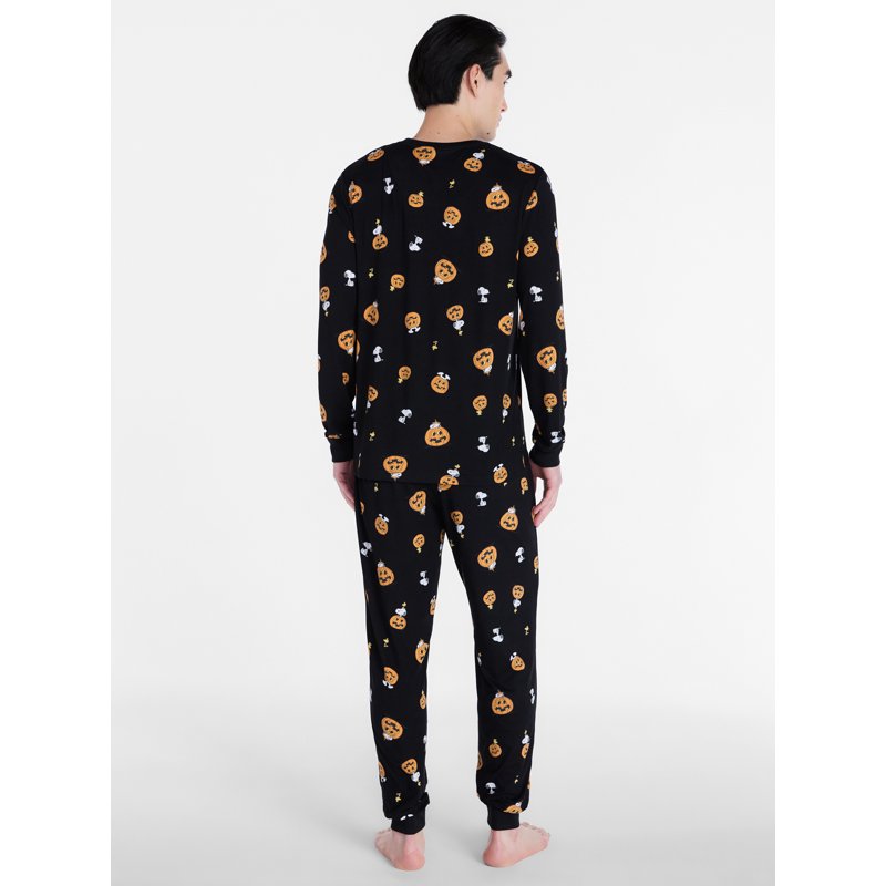 Men's Snoopy Halloween Pajama Set - Family Matching Long Sleeve Top & Pants, Size M