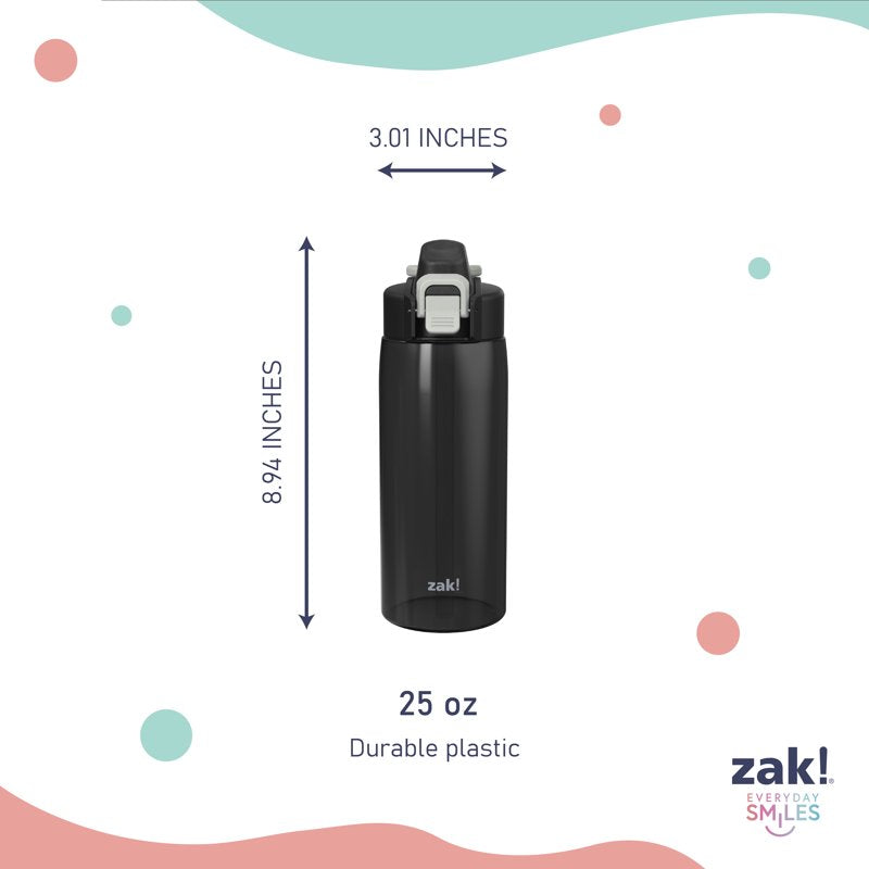 25oz Durable Plastic Water Bottle with Leak Proof Spout - Black