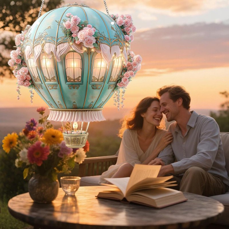 Solar Hot Air Balloon Lantern - Weather-Resistant Outdoor Decor A - 7.87" Acrylic Flame Pendant