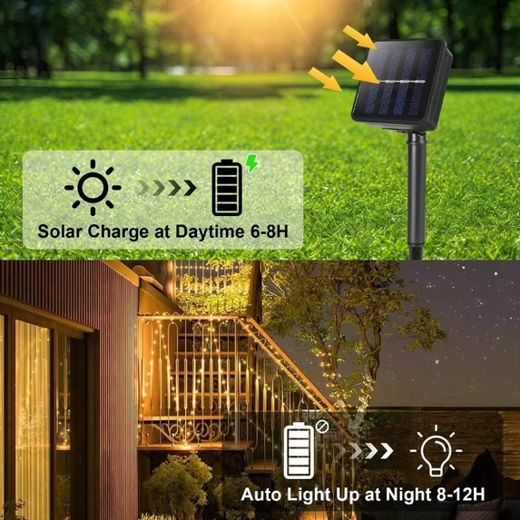 Solar Rope Lights Outdoor Waterproof 100LED Tube String Lights - Warm White 100LED