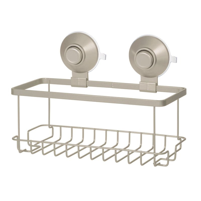 Satin Silver Shower Basket - Rust-Resistant Steel Bathroom Storage Caddy