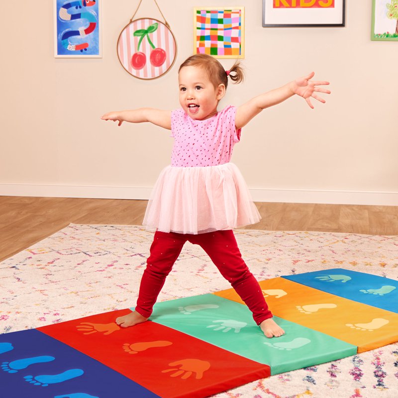 Mini Gymnast's Play Mat with Foldable Multicolor Design and Handle for Toddlers