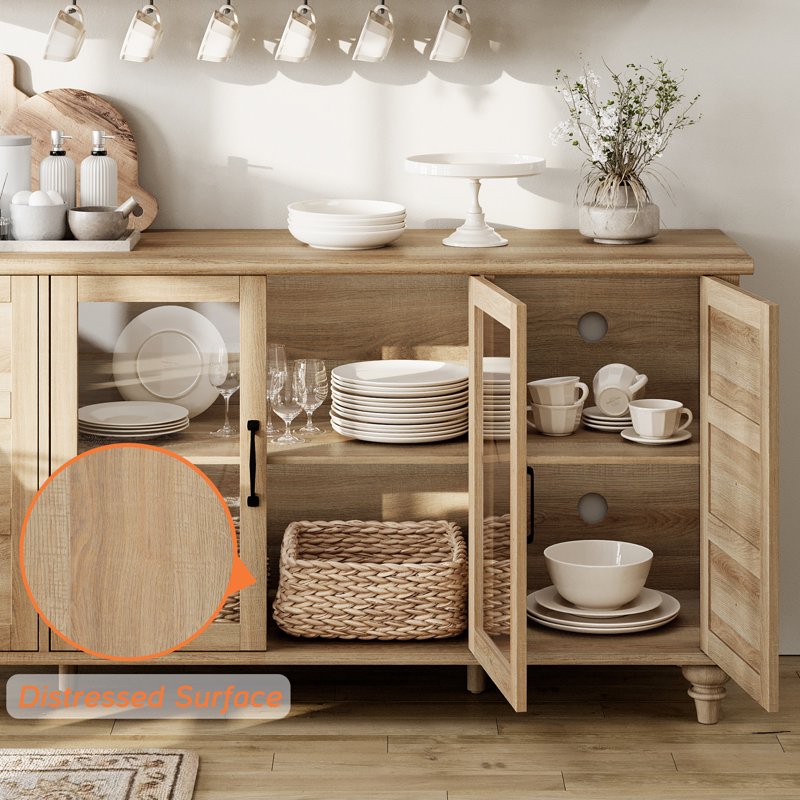 Farmhouse Sideboard - Elegant Oak Buffet Storage