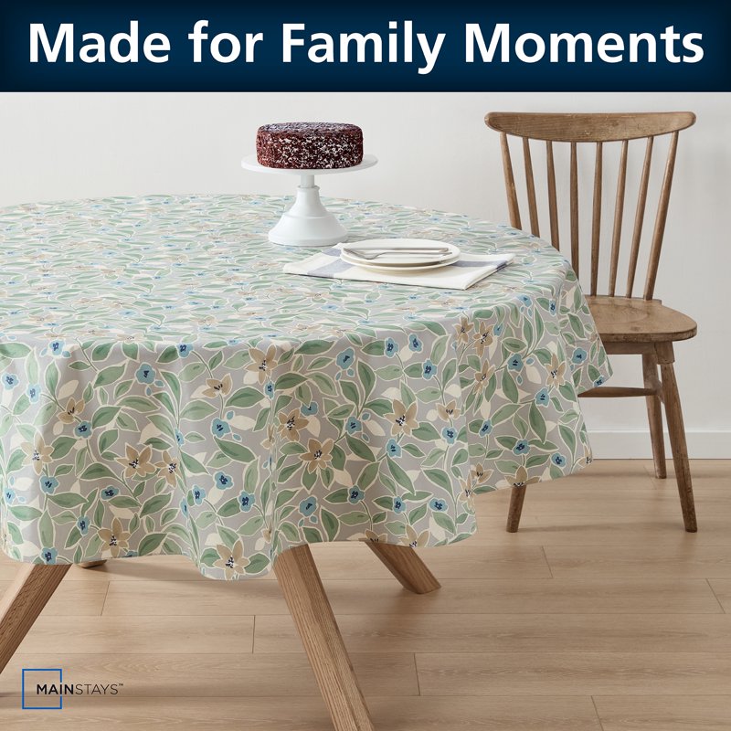 70" Round PEVA Floral Tablecloth - Indoor & Outdoor Decoration