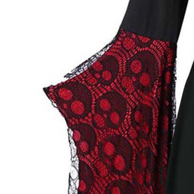 Halloween Gothic Dress for Women - Red Bandage V-Neck Vintage Long Sleeve AA-Red XXL