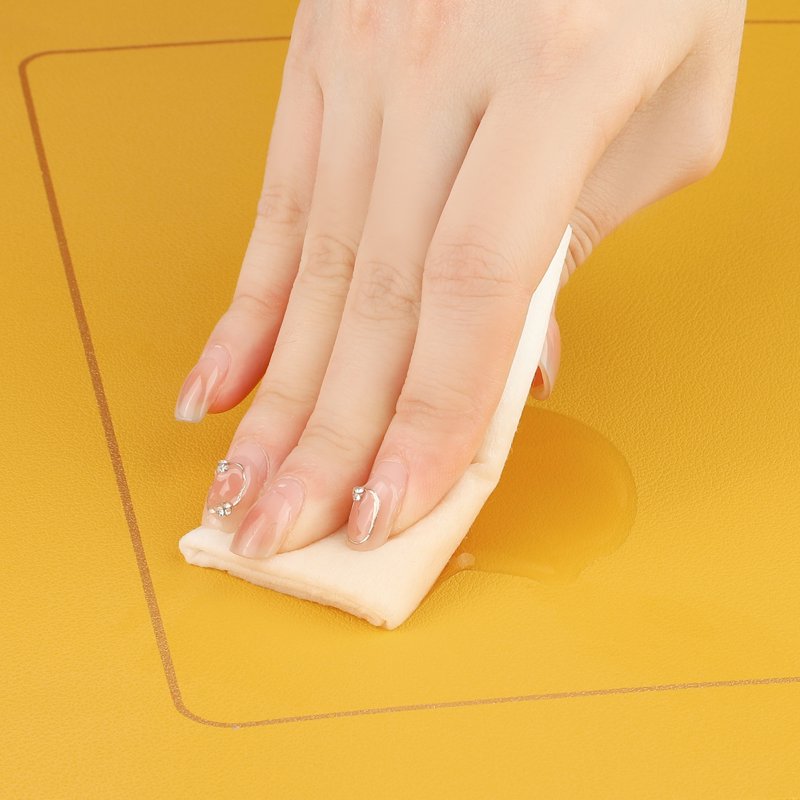 Wipe Clean Wedge Faux Leather Table Mats Set of 6 - Yellow