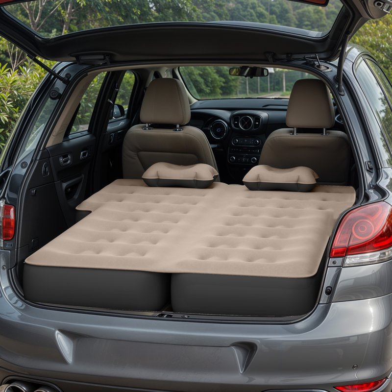 Inflatable Car Air Mattress with Pump - Portable SUV Bed for Camping & Travel