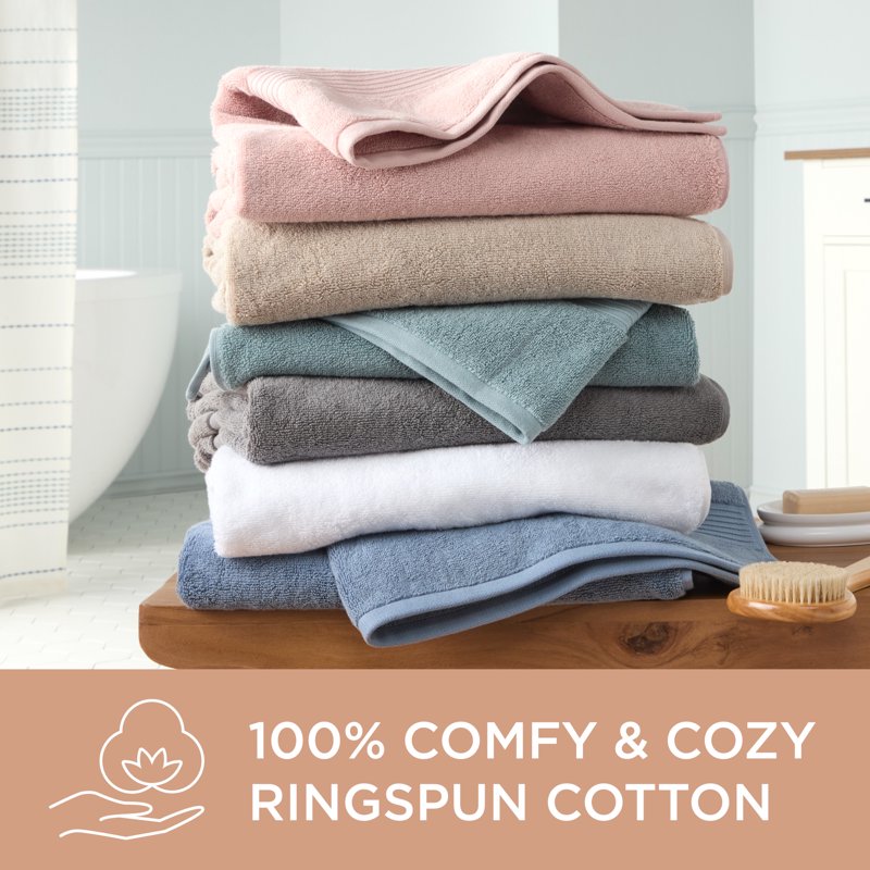Gray Bath Towel Set - 4-Piece 30x58 Inch 100% Cotton Plush & Absorbent