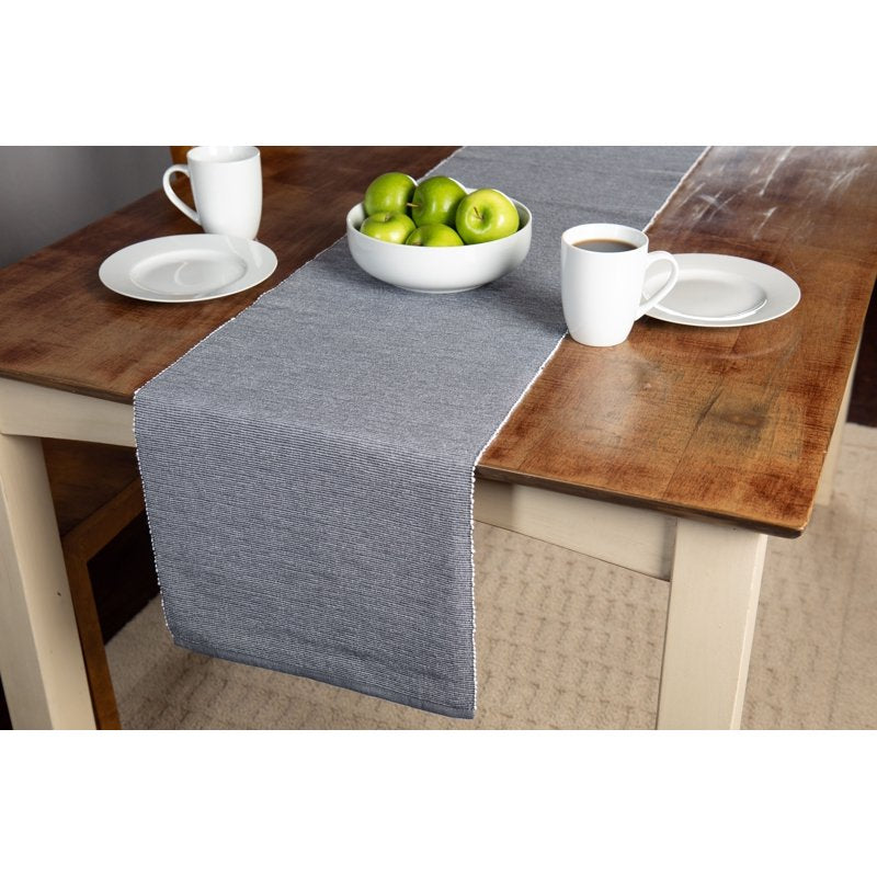 Ribbed Chambray Table Runner - 13x72 in Cotton Blend - Gray