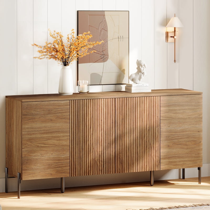 61" Modern TV Stand with Storage - Wooden Entertainment Center