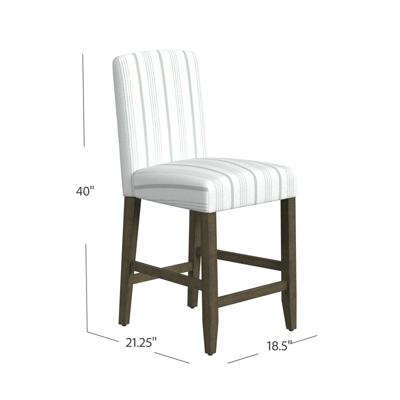 Curved Back Upholstered Counter Stool - Dove Gray Stripe