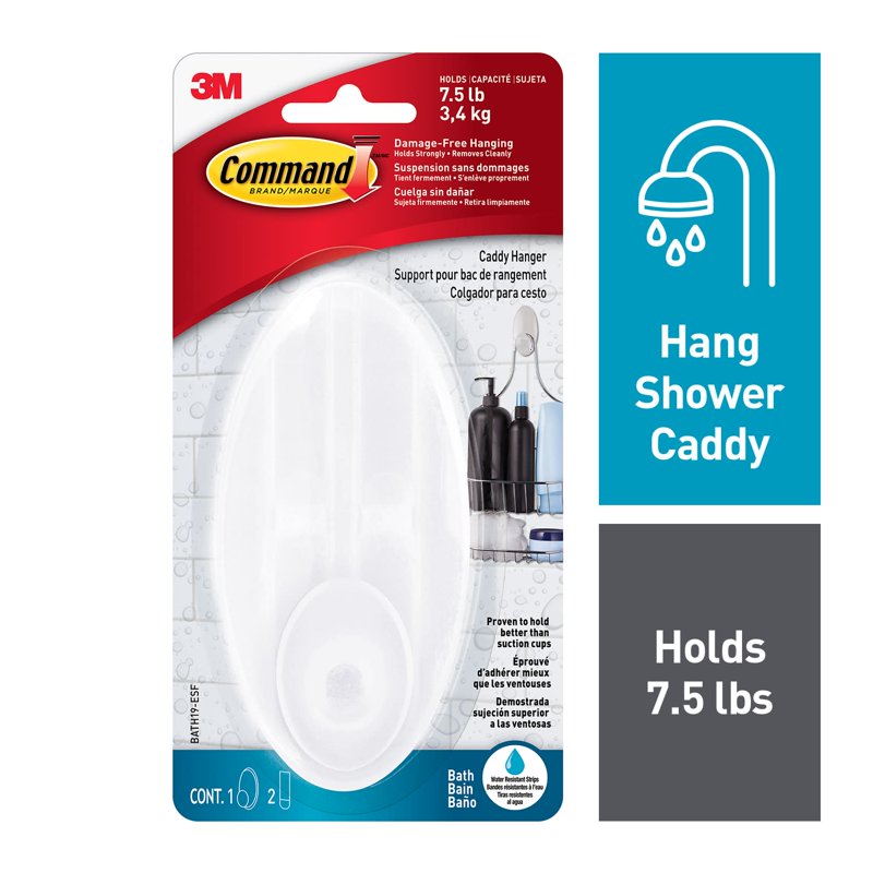 4 Pack Command Large Caddy Hangers - Frosted Plastic Bathroom Organization