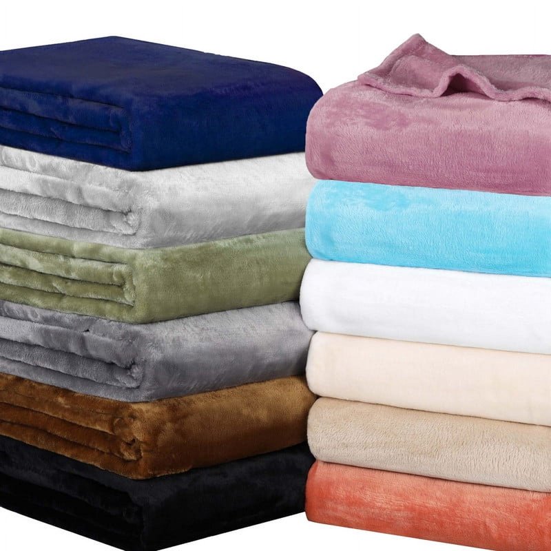Solid Ivory Fleece Plush Blanket - Soft Microfiber Throw for Home Decor