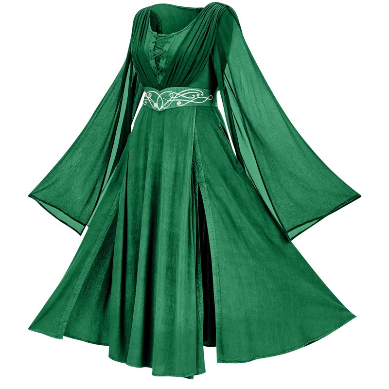 Victorian Fairy Costume for Women - Green Medieval Renaissance Dress, M Variation
