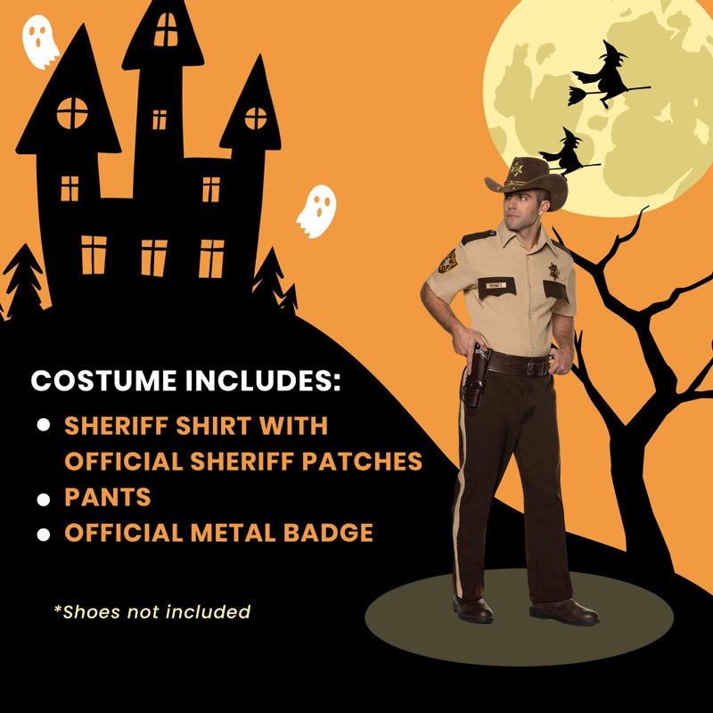 Men's Walking Dead Rick Grimes Sheriff Costume 2XL - Beige Halloween Cosplay