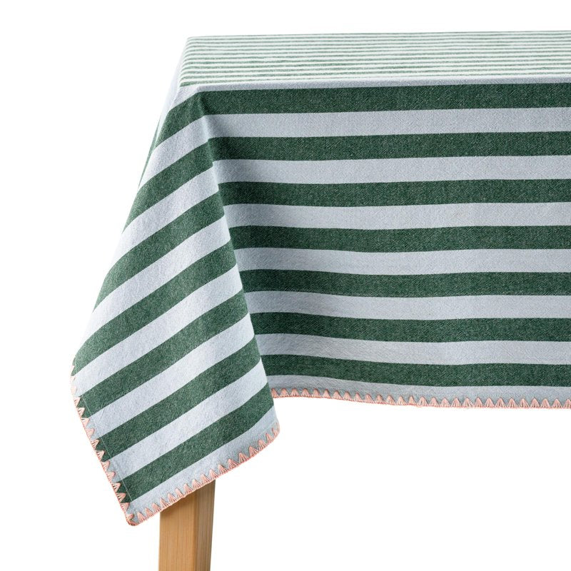 Yarn Dyed Stripe Tablecloth - Thyme Blue, 102" x 60"