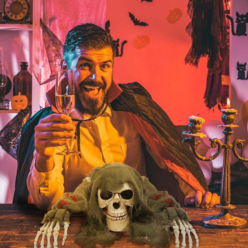 Outdoor Halloween Skeleton Ground Stakes with Skull and Bones Set