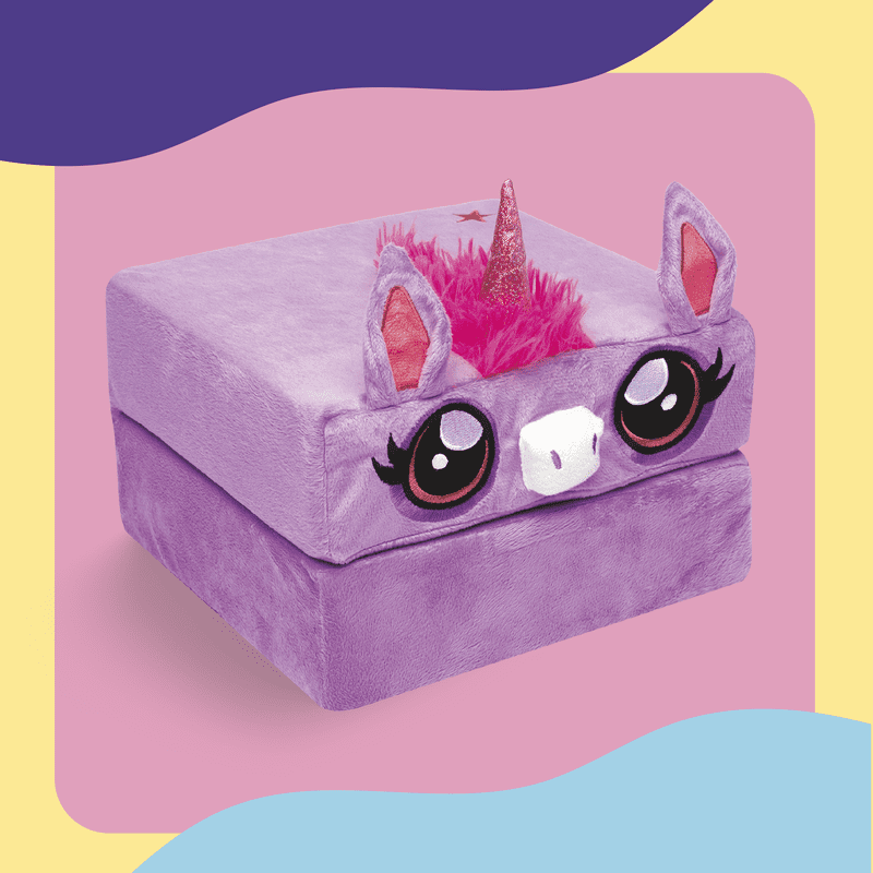 Pillow Cube Kid Cubes Purple Unicorn Toddler Pillow - 2-in-1 Plush Toy & Sleep Pillow for Kids 3+