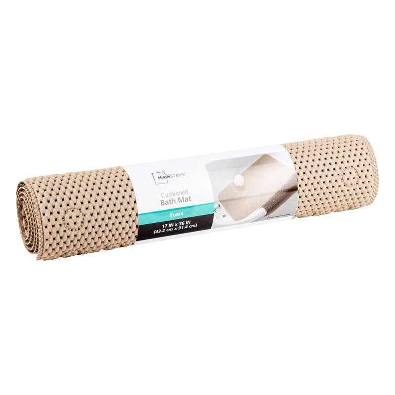 Mainstays Taupe Bathtub Mat with Suction Cups & Cushioned Foam - 17x36 in - Variation of THIS listing