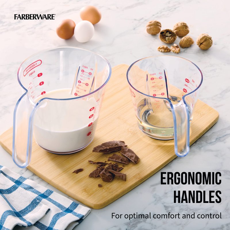 Nesting Measuring Cups Set - 2 Cup & 4 Cup with Easy-Read Design - Crisp
