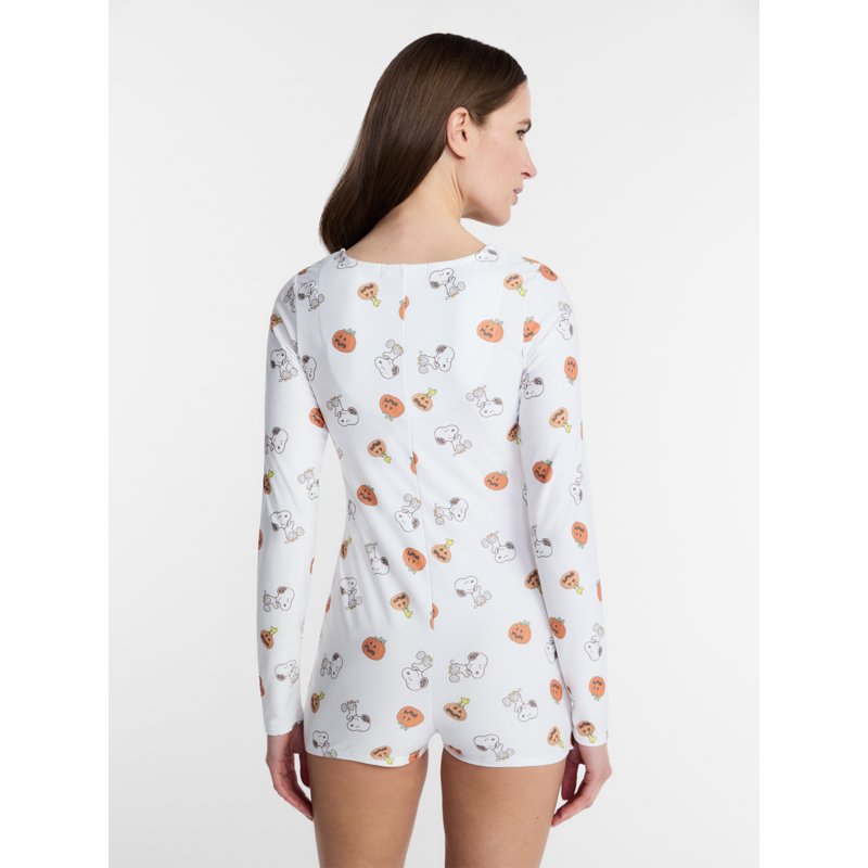 Coconut Milk Peanuts Snoopy X-Ray Women's Sleep Romper - XS Plus