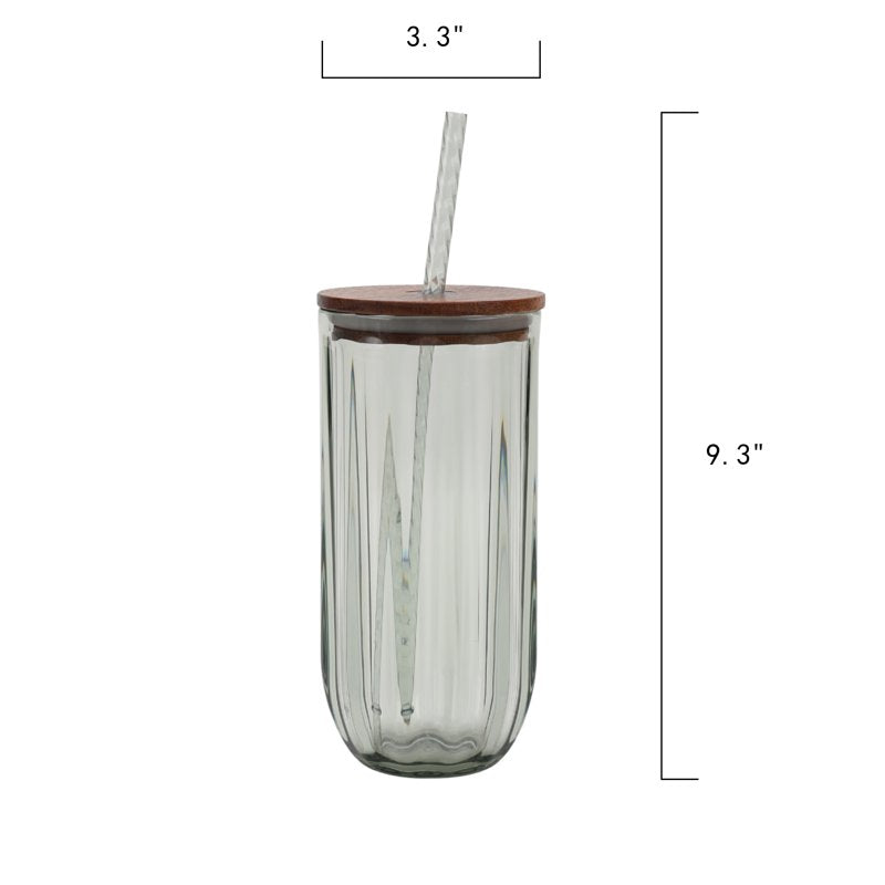21 oz Tritan Sipper Tumbler with Acacia Wood Lid - Green