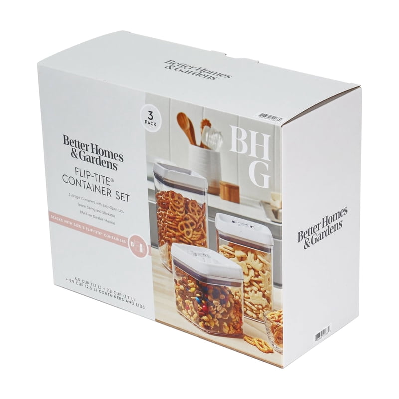 Square Food Storage Container Set - 3 Canisters, 2 Pack