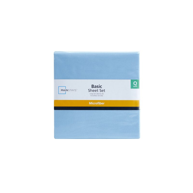 Mainstays Queen Microfiber Bed Sheet Set Light Blue 4-Piece Variation