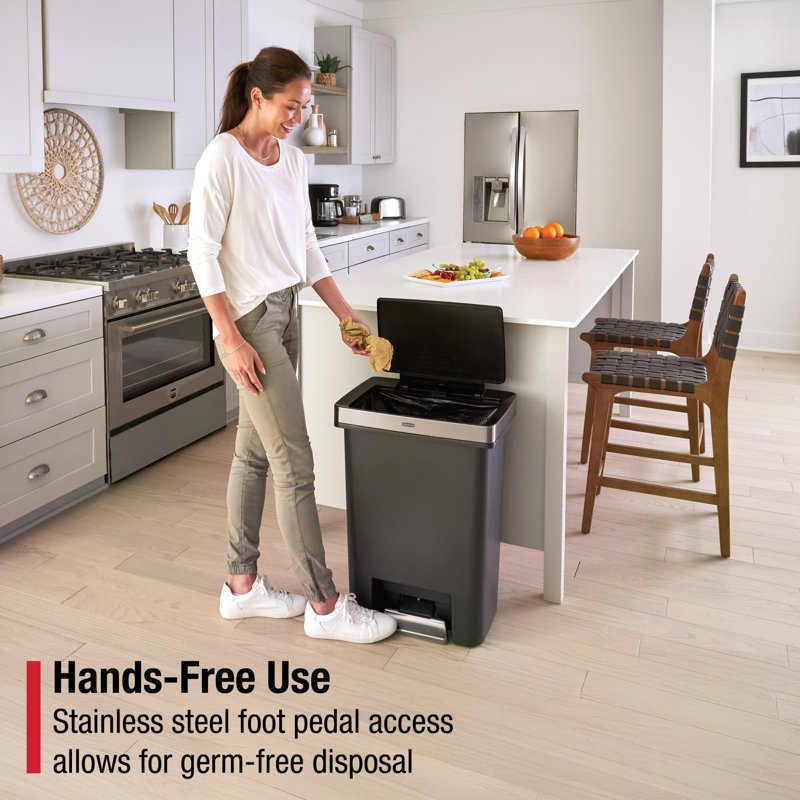 19 Gallon Dual Compartment Kitchen Trash Can - Stainless Steel Rim