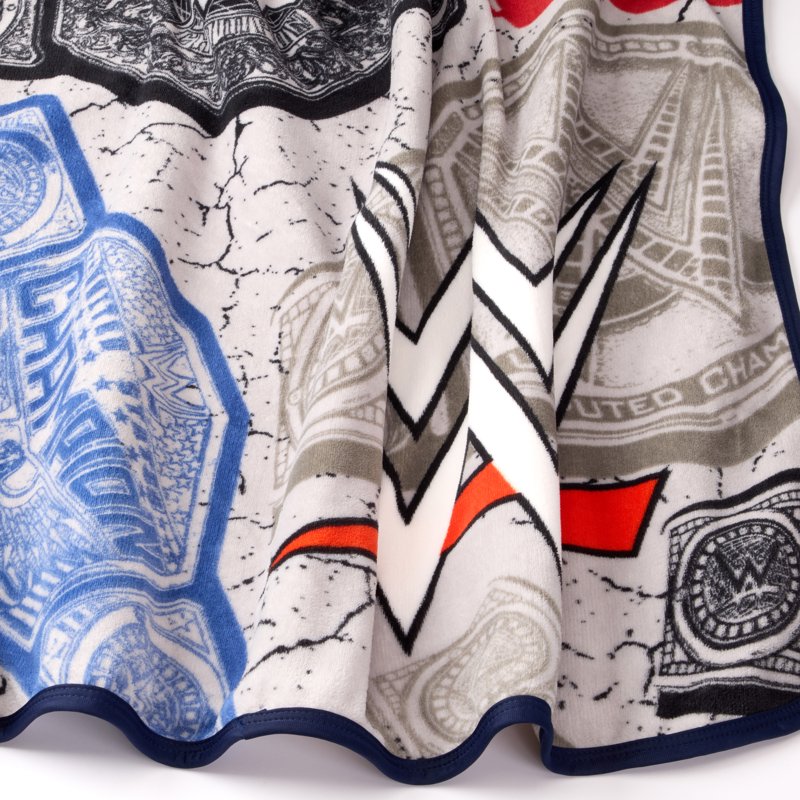 WWE Wrestling Kids Gray Fleece Throw Blanket 46 x 60 - Championship Logo Design