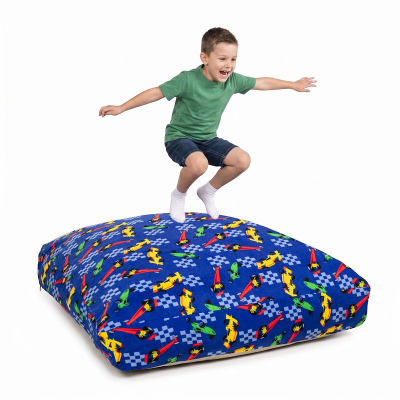 Sensory Crash Pad for Kids & Adults - 48" x 72" Blue Cars