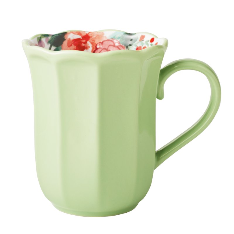Ceramic Coffee Mugs Set of 4 - 16-Ounce Painted Meadow Design