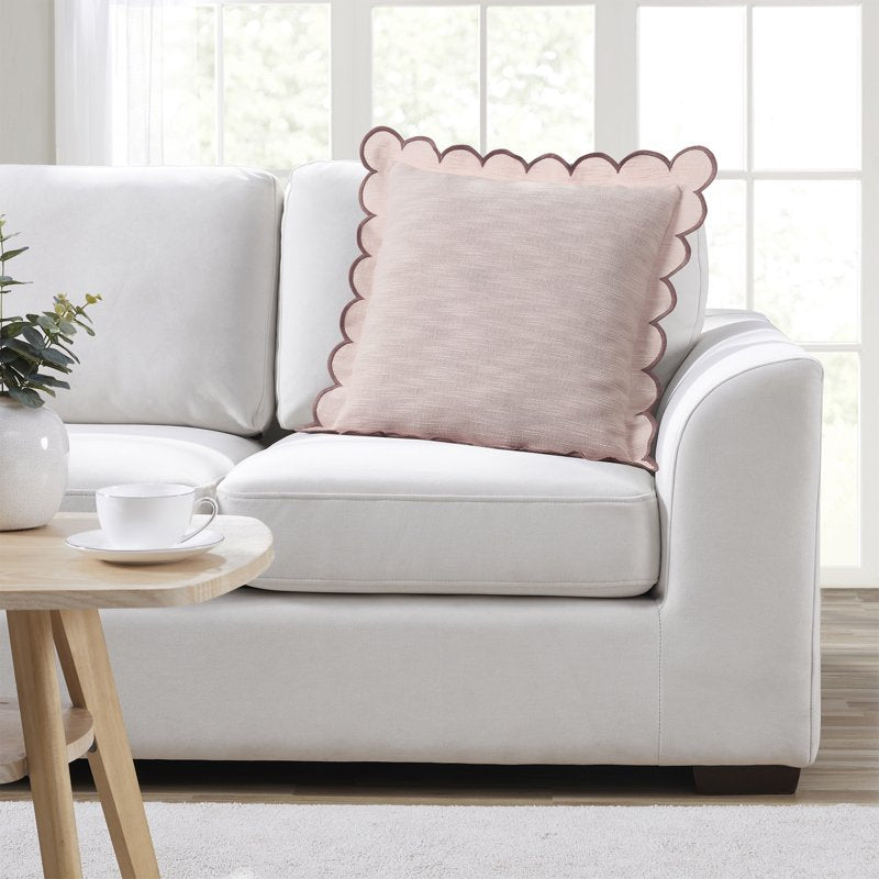 Home Decor Collection 19x19 Blush Pink Scallop Flange Cotton Pillow Set - 2 Pack