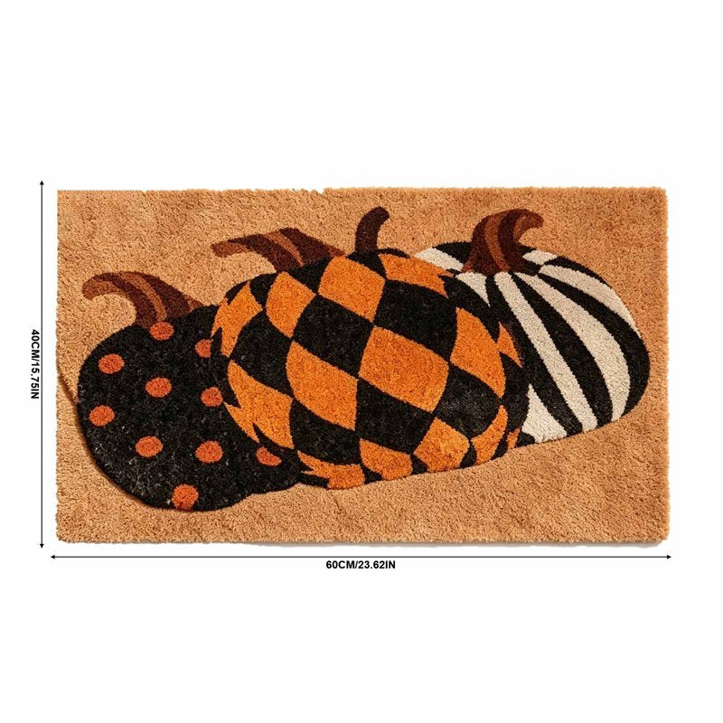 Halloween Door Mat Outdoor Non-Slip Fall Welcome Rug - Pumpkin Pattern