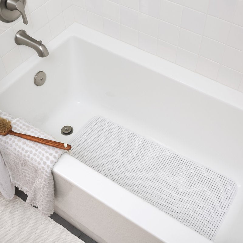 White Cushioned Bathtub Mat with Suction Cups - 17 x 36 Inches - Variation of THIS listing