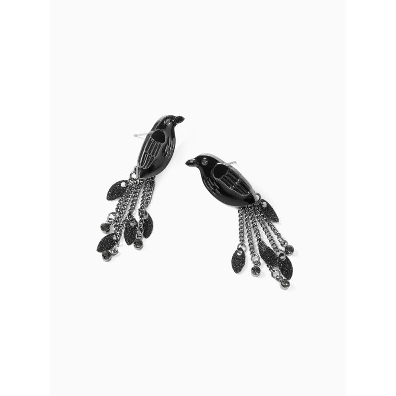 Crow Halloween Earrings - Raven Dangle Jewelry for Costume & Party