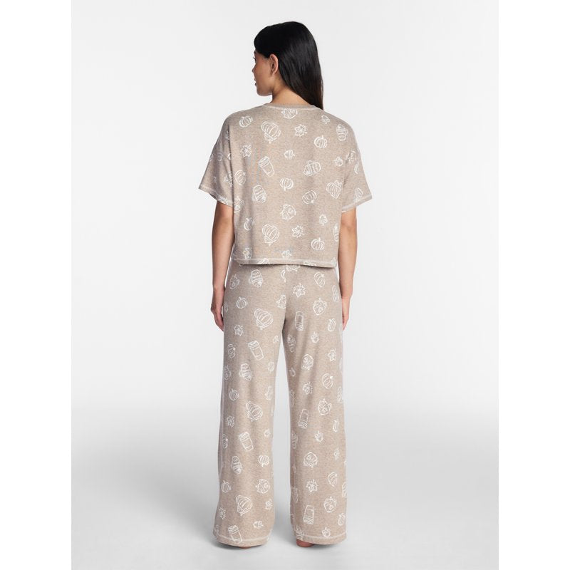 Halloween and Fall Women's Hacci Knit Sleep Top with Short Sleeves - 3X Toasted Heather