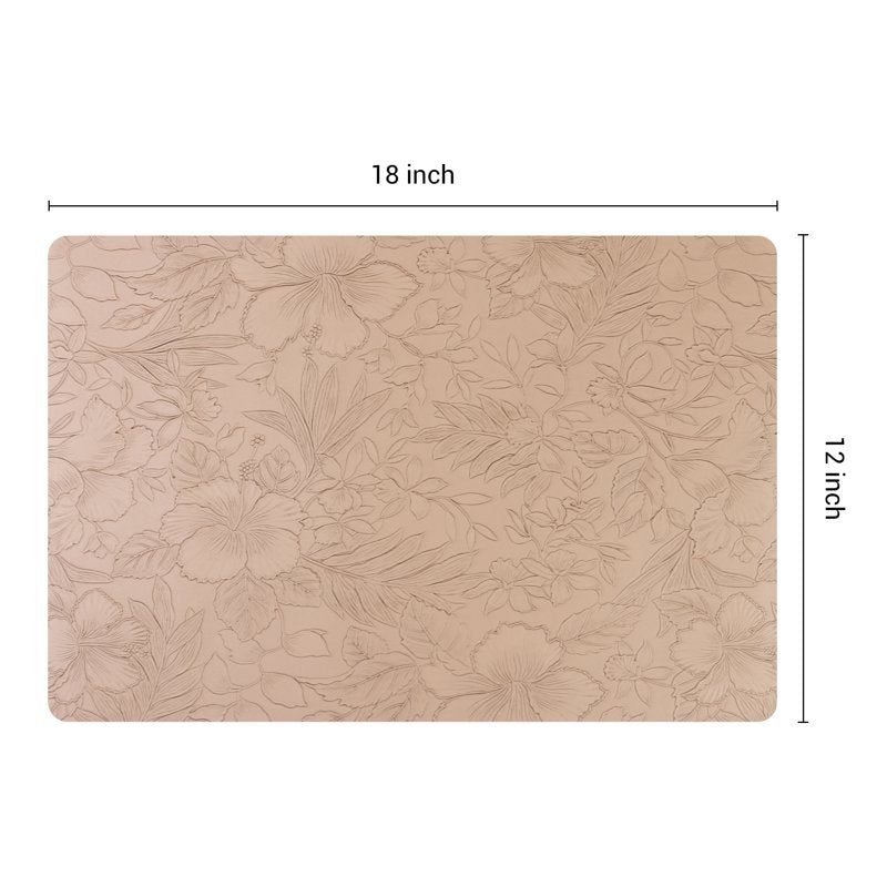 Faux Leather Placemats Set of 6 for Kitchen Dining - Apricot