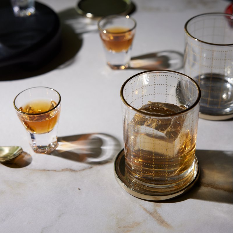 Square Print Whiskey Rocks Glass - 11 fl oz, 2 Pack