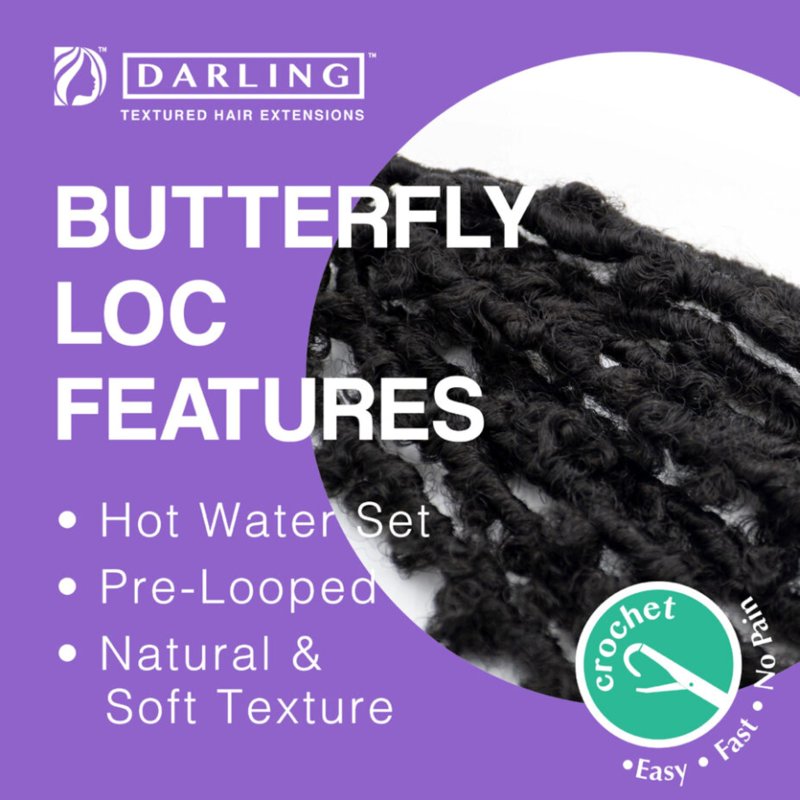Butterfly Locs Crochet Hair Extensions - 12 Inch, #1B