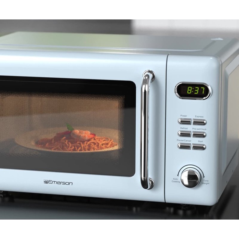 Retro Microwave Oven - 0.7 Cu Ft, 700W, Thunderbird Blue